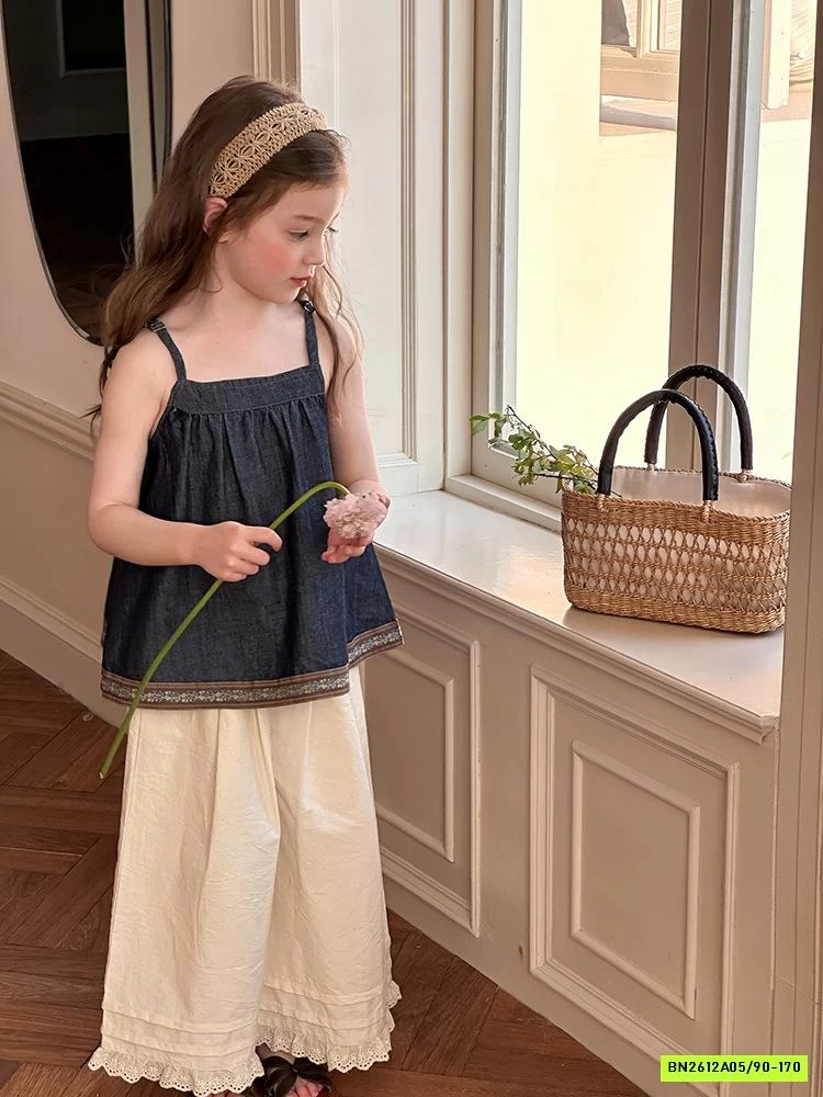 DENIM 2 DÂY MIX QUẦN SUÔNG VIỀN REN AMBB