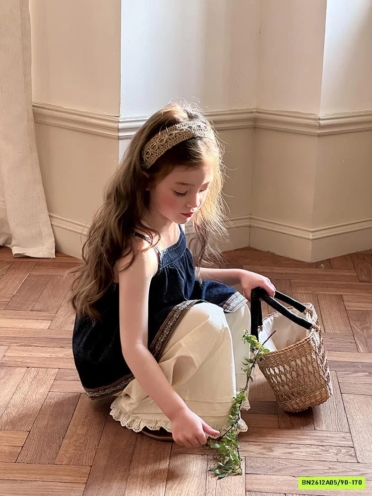 DENIM 2 DÂY MIX QUẦN SUÔNG VIỀN REN AMBB