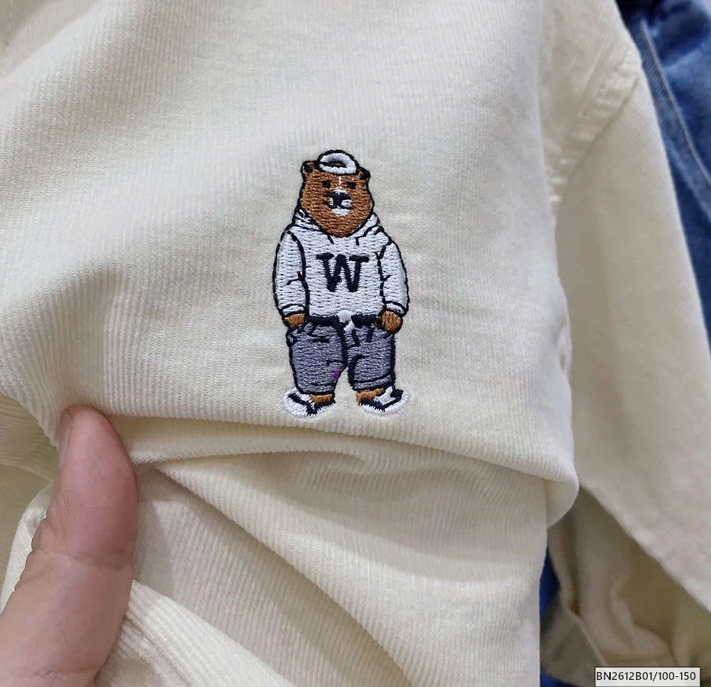 ÁO SƠ MI NHUNG THÊU GẤU  KACADY