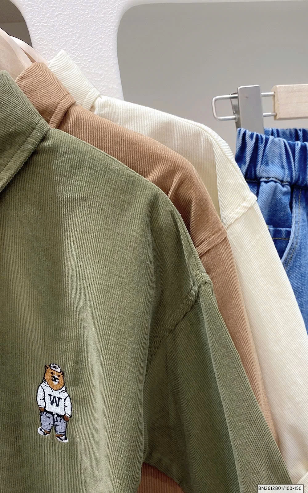 ÁO SƠ MI NHUNG THÊU GẤU  KACADY