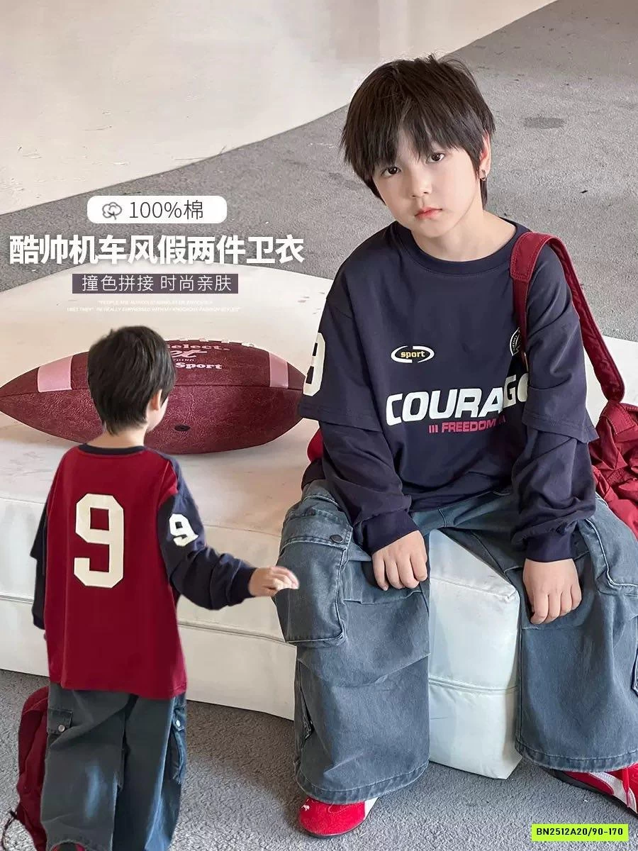 ÁO THUN SỐ 9 PHỐI MÀU TAY 25F141 AMBB