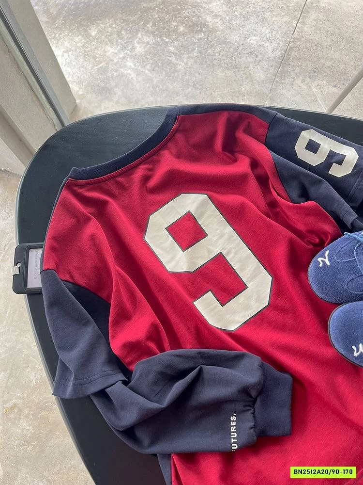 ÁO THUN SỐ 9 PHỐI MÀU TAY 25F141 AMBB