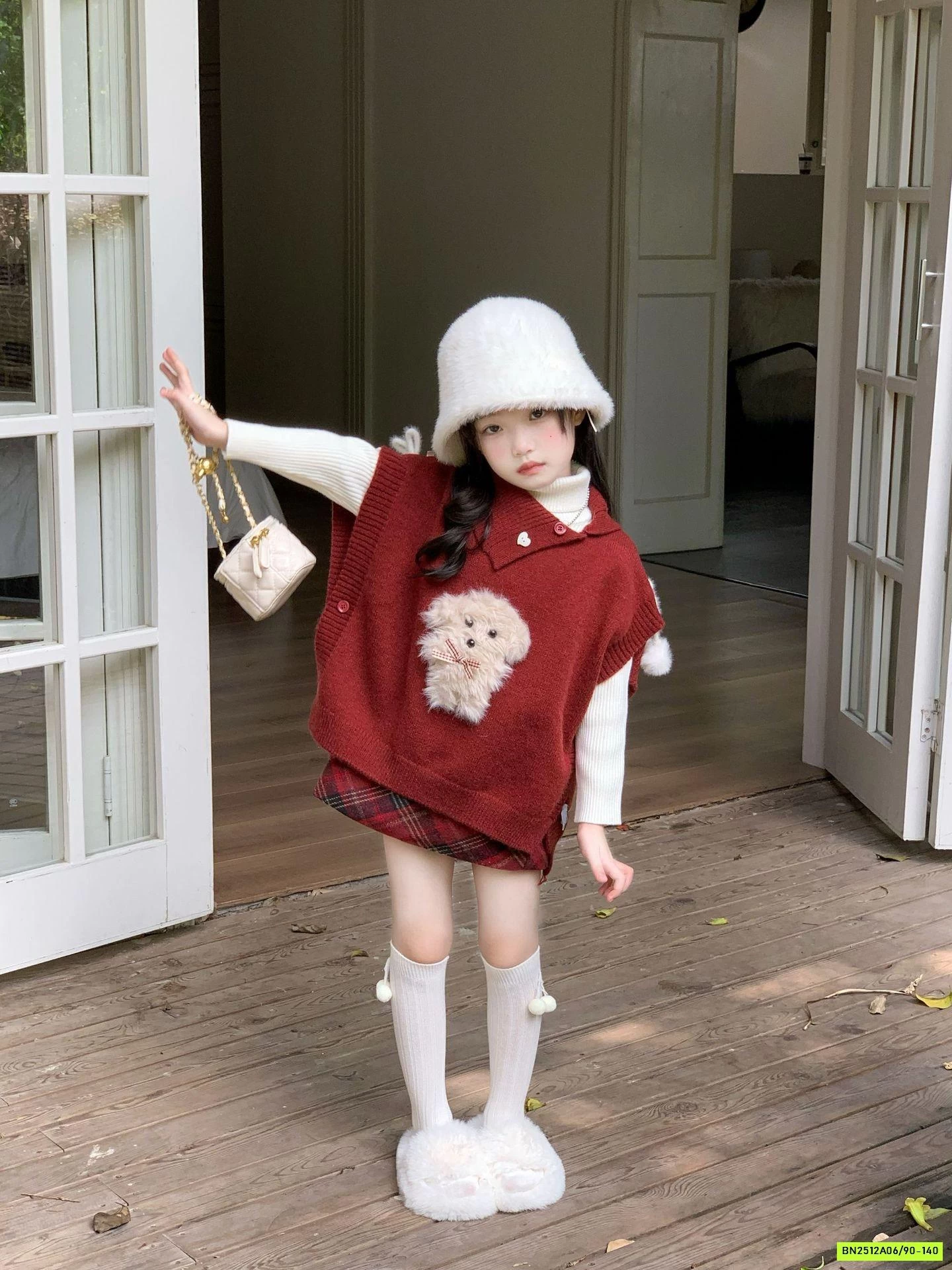 SÉT CHOÀNG LEN ĐỎ CÚN 3 CHI TIẾT