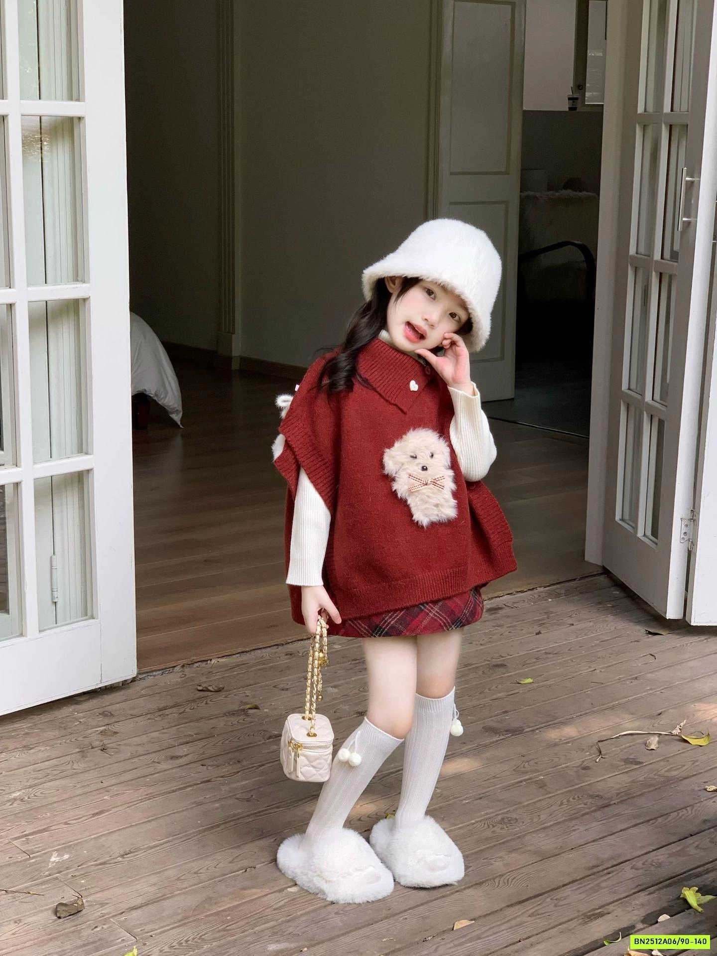 SÉT CHOÀNG LEN ĐỎ CÚN 3 CHI TIẾT