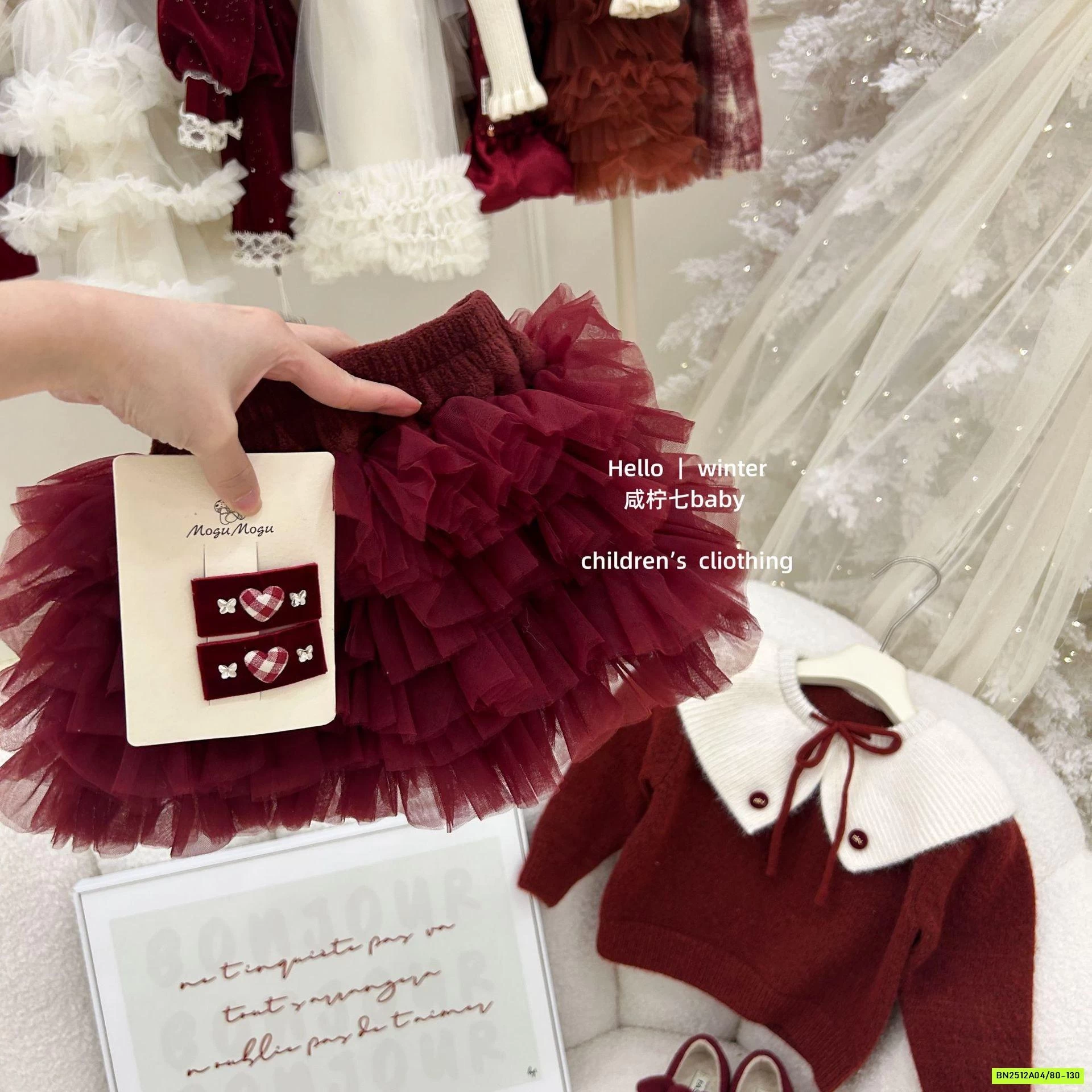 SÉT VÁY LEN TUTU ĐỎ