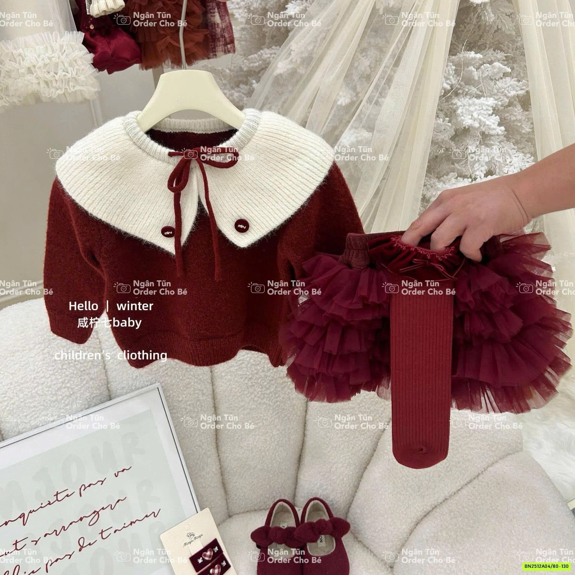 SÉT VÁY LEN TUTU ĐỎ