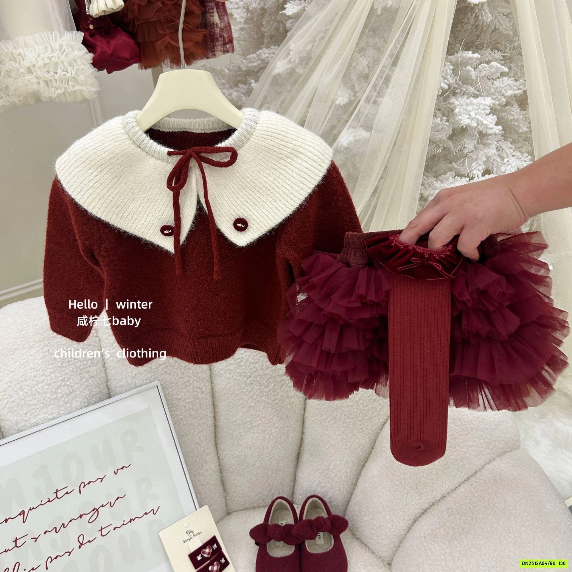 SÉT VÁY LEN TUTU ĐỎ