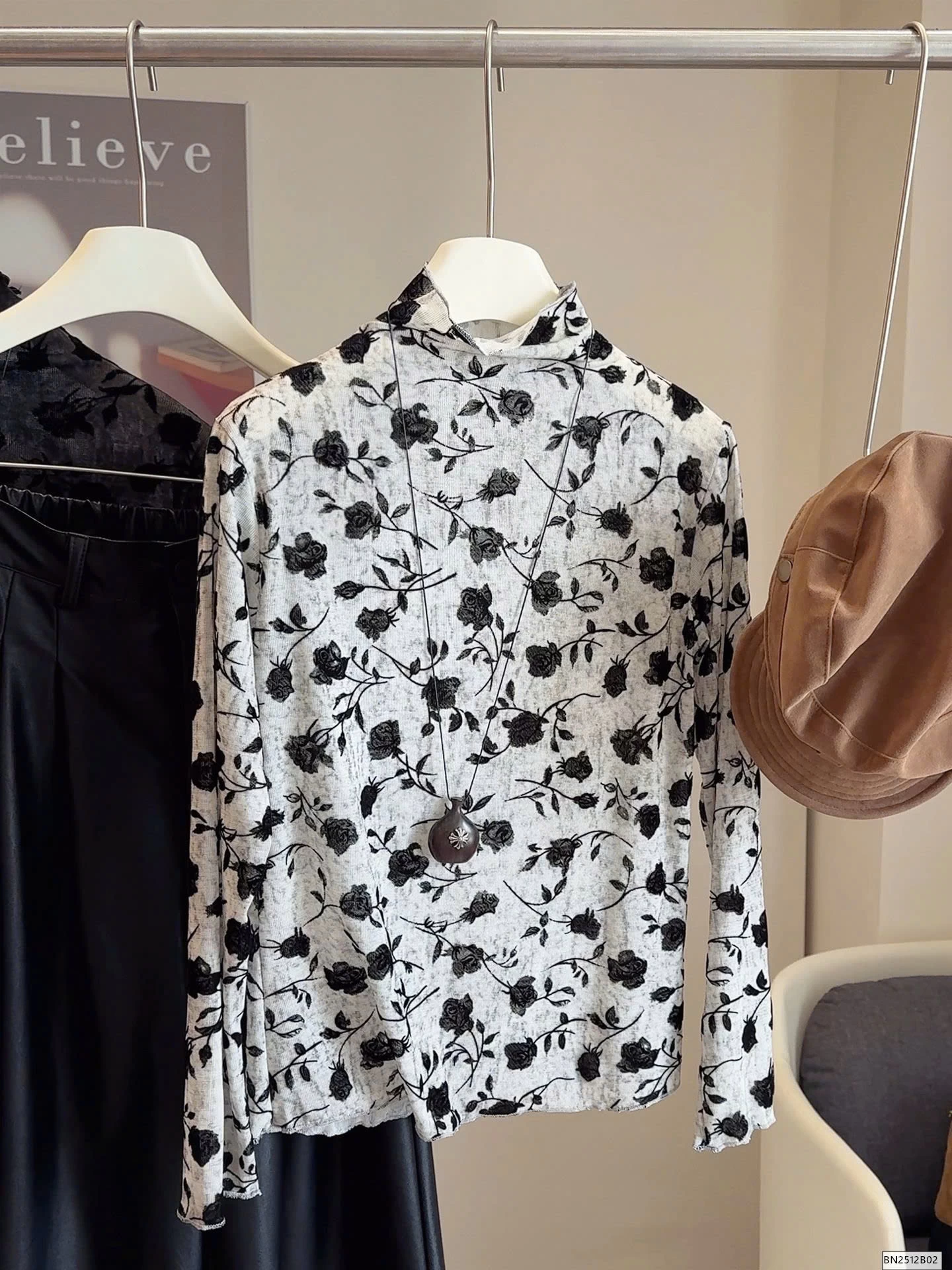 ÁO THUN HOA GIỮ NHIỆT CAO CỔ