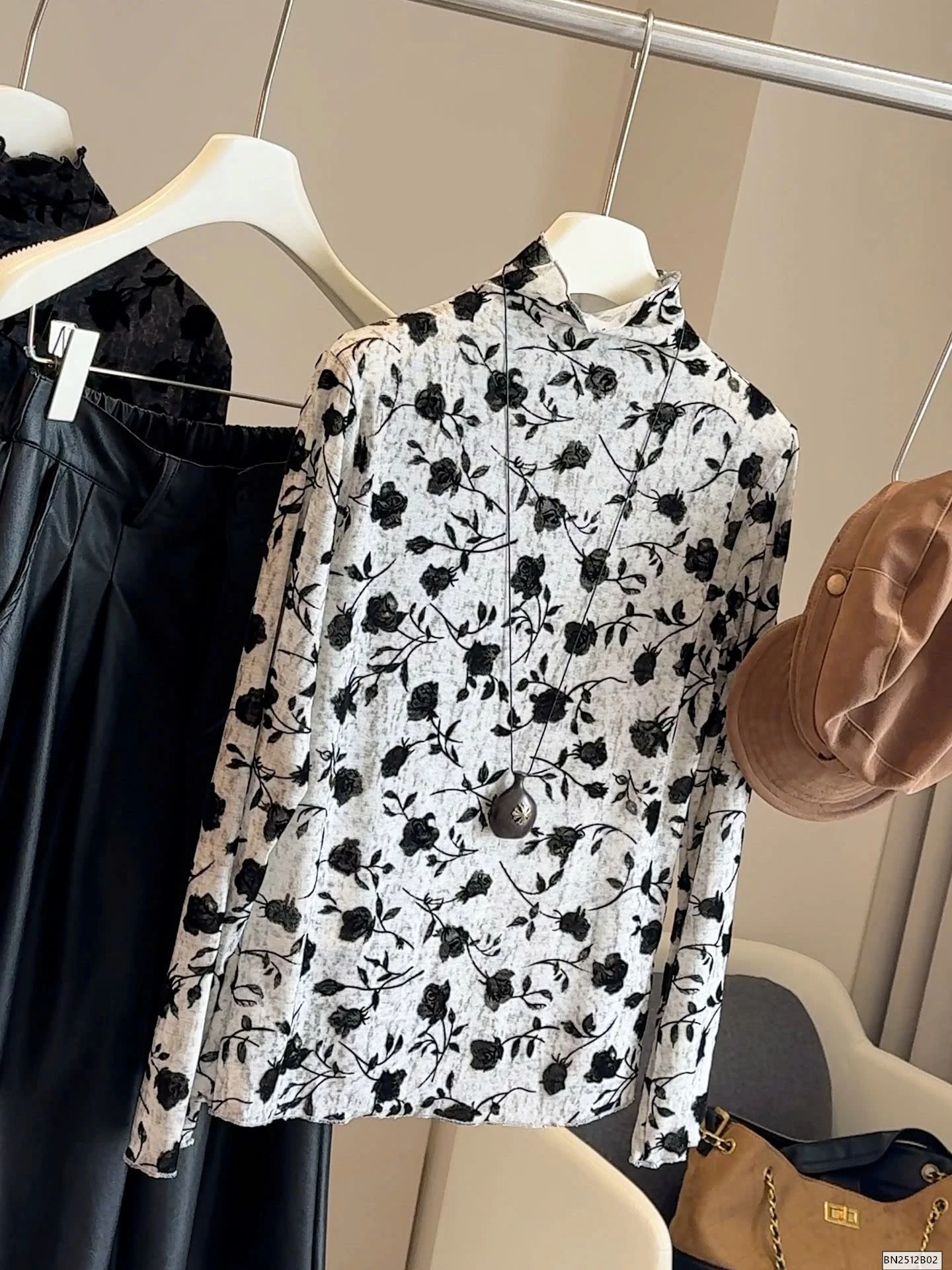 ÁO THUN HOA GIỮ NHIỆT CAO CỔ