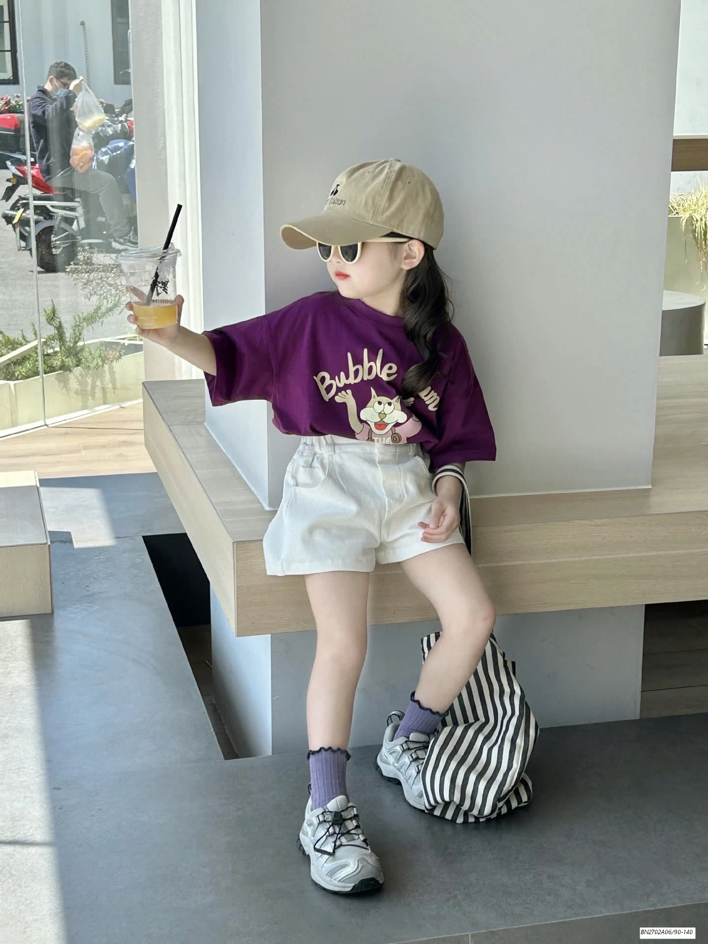 SÉT ÁO THUN TÍM SHORT TRẮNG