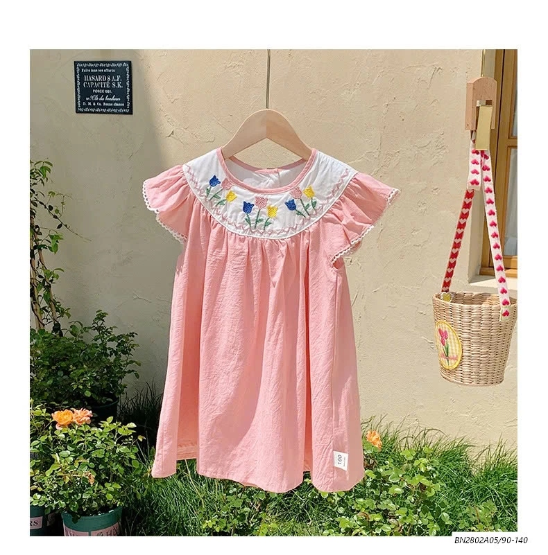 ĐẦM CÁNH TIÊN HỒNG THÊU HOA