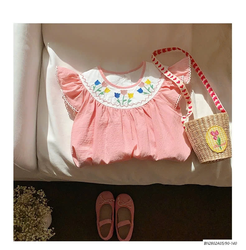 ĐẦM CÁNH TIÊN HỒNG THÊU HOA