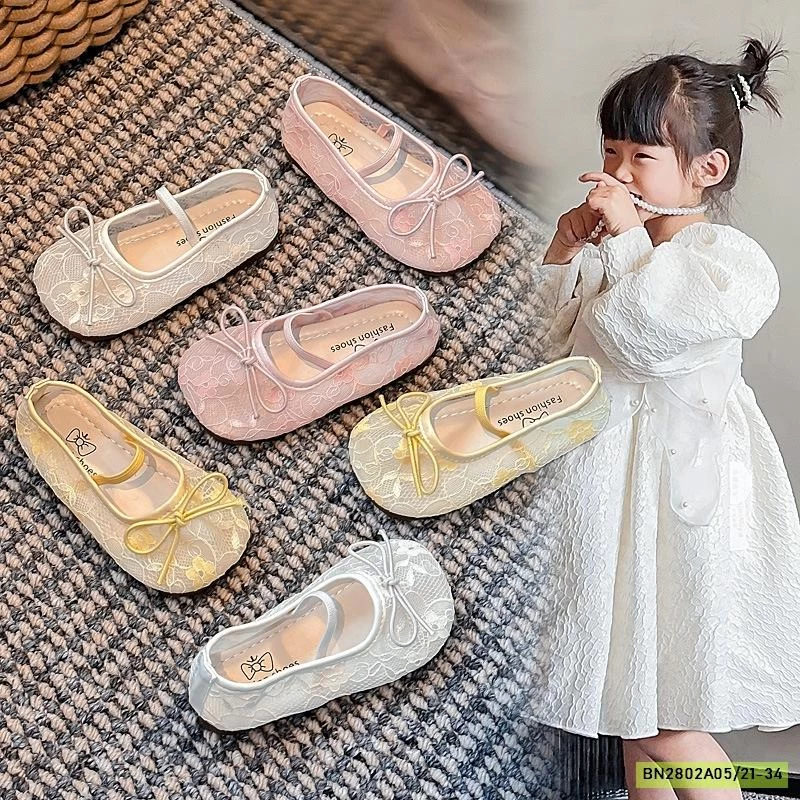 GIÀY BÚP BÊ LƯỚI THÊU BÉ GÁI