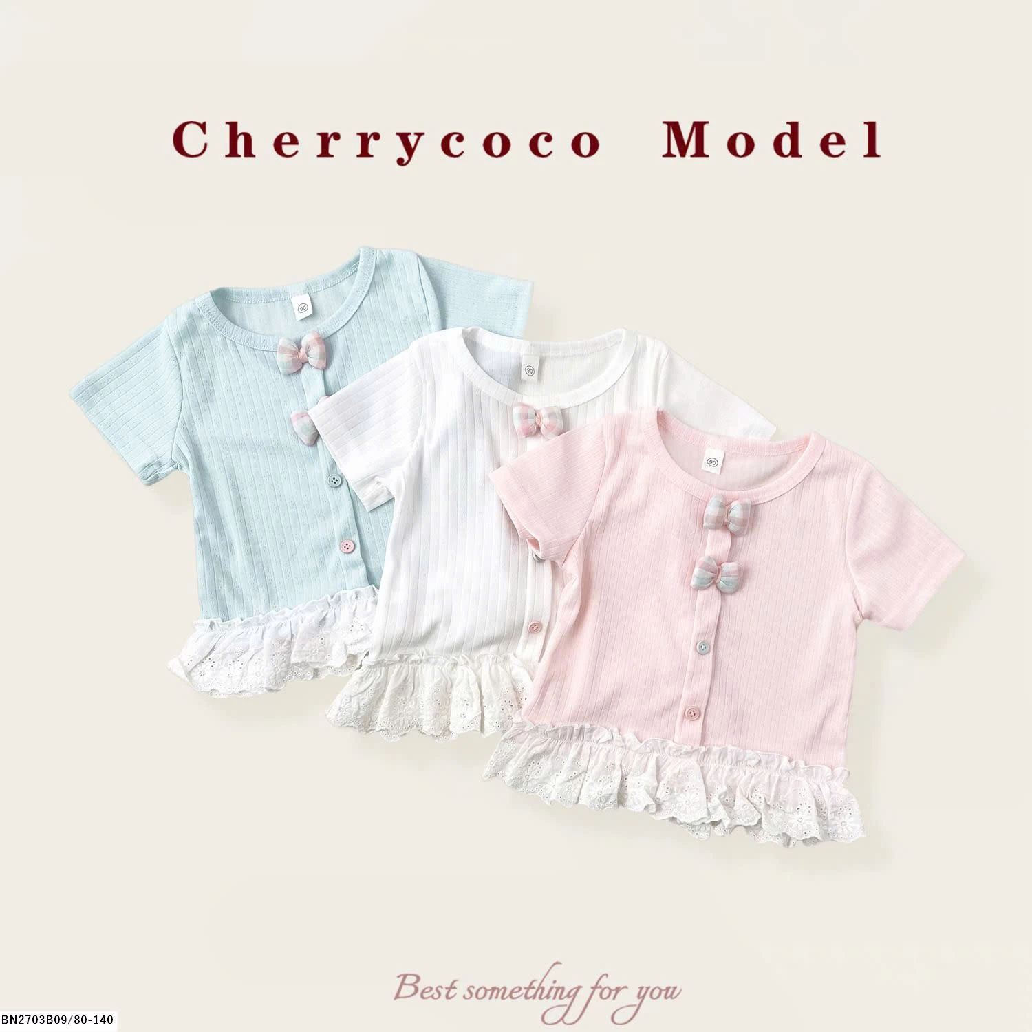 ÁO THUN ĐÍNH NƠ CHO BG CHERRYCOCO