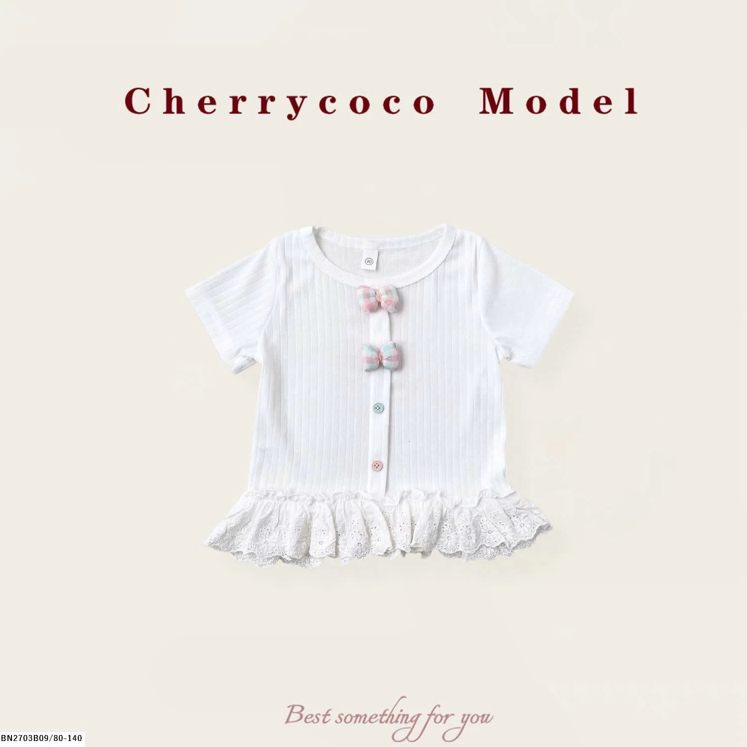 ÁO THUN ĐÍNH NƠ CHO BG CHERRYCOCO