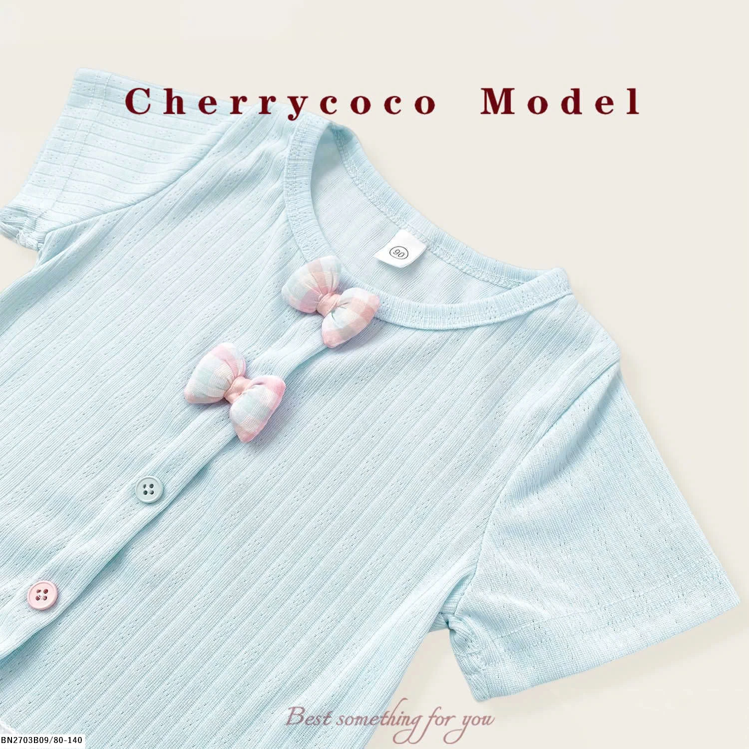 ÁO THUN ĐÍNH NƠ CHO BG CHERRYCOCO