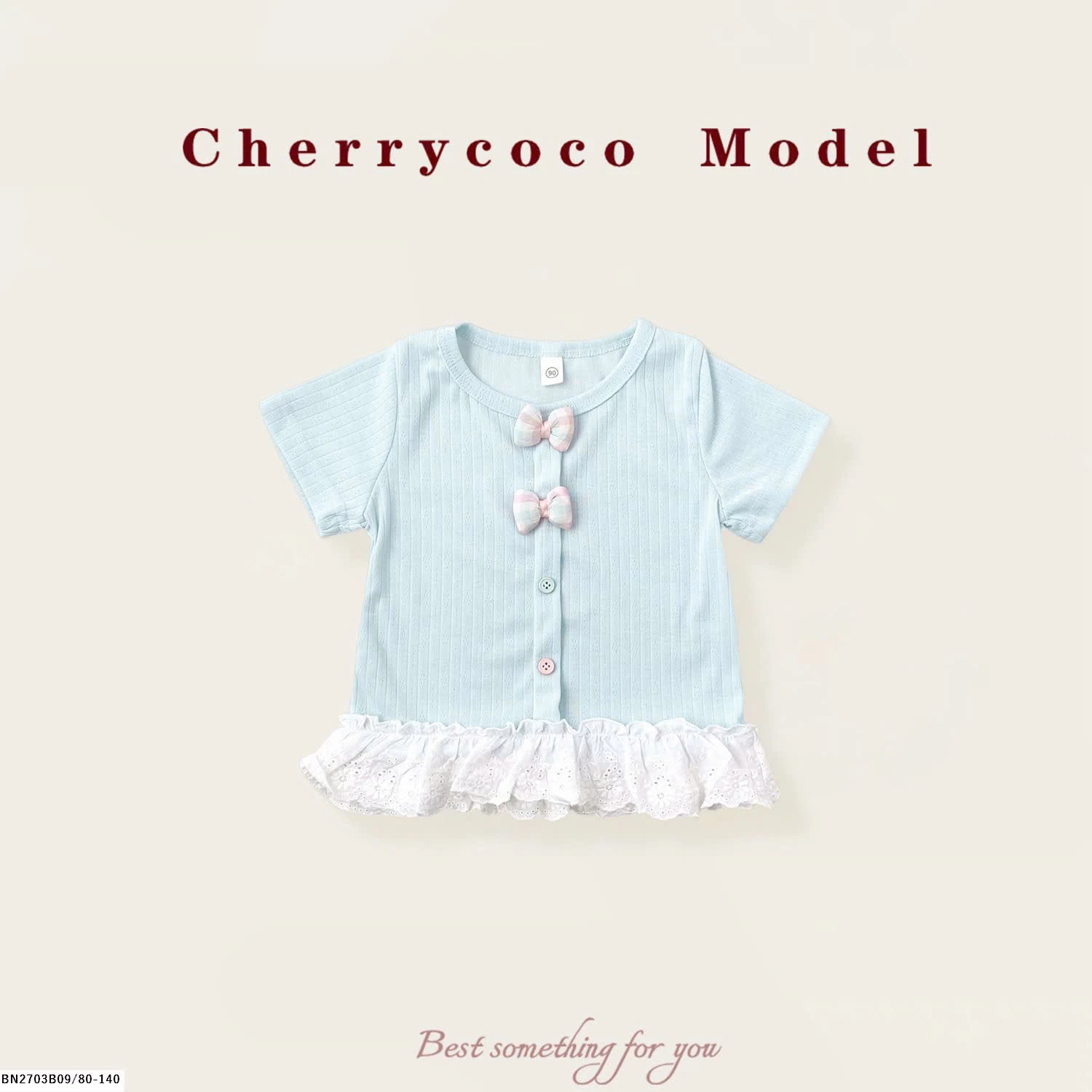 ÁO THUN ĐÍNH NƠ CHO BG CHERRYCOCO