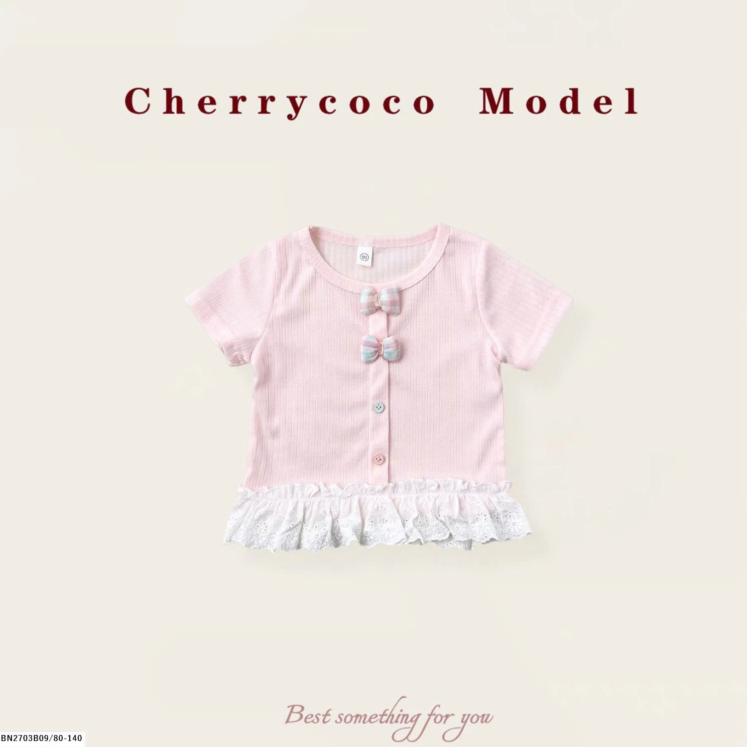 ÁO THUN ĐÍNH NƠ CHO BG CHERRYCOCO