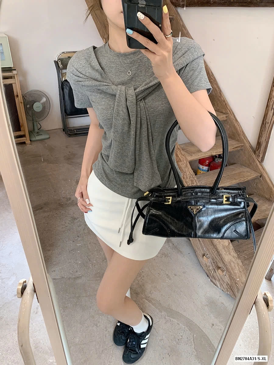 ÁO THUN BOZIP XÁM GIẢ KHĂN CHOÀNG