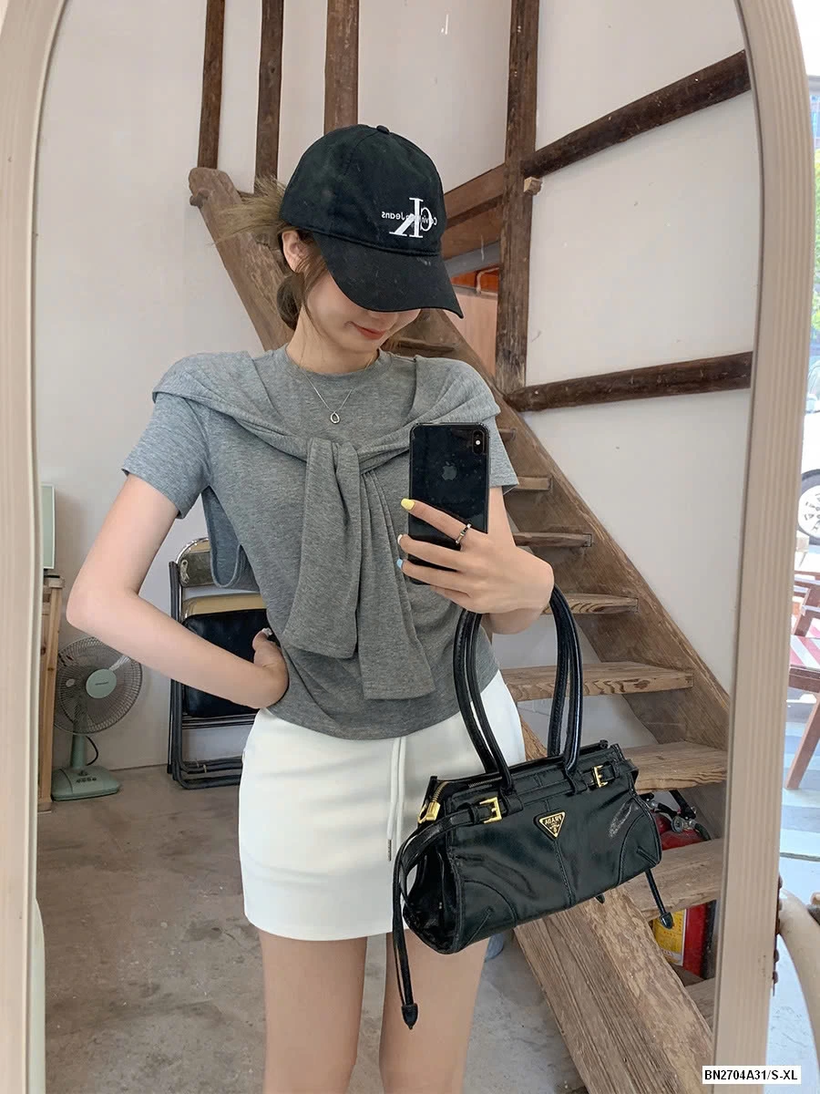 ÁO THUN BOZIP XÁM GIẢ KHĂN CHOÀNG