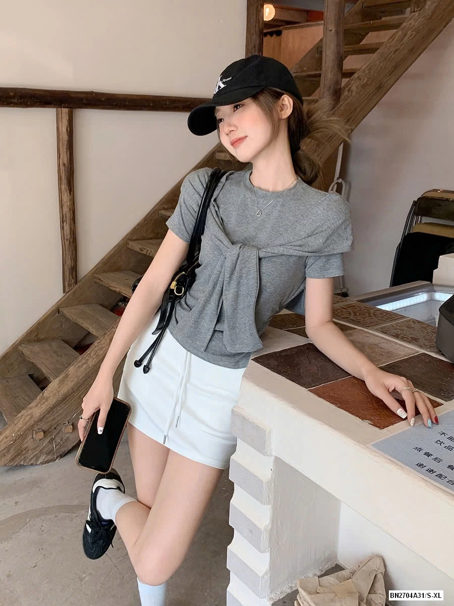 ÁO THUN BOZIP XÁM GIẢ KHĂN CHOÀNG