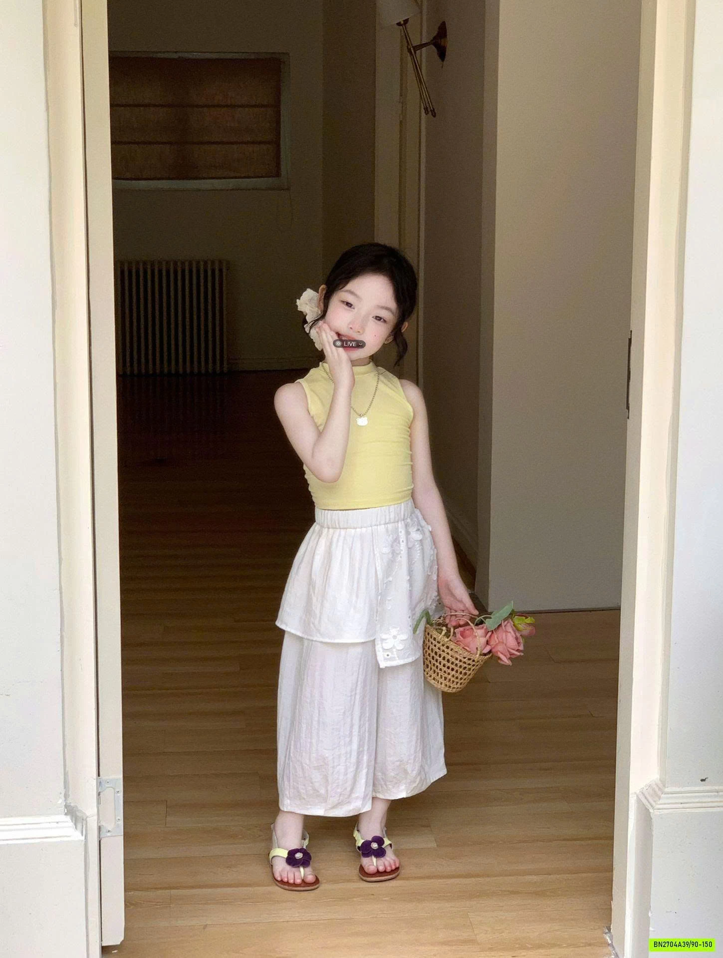 SÉT ÁO VÀNG MIX BAGGY ĐŨI TRẮNG