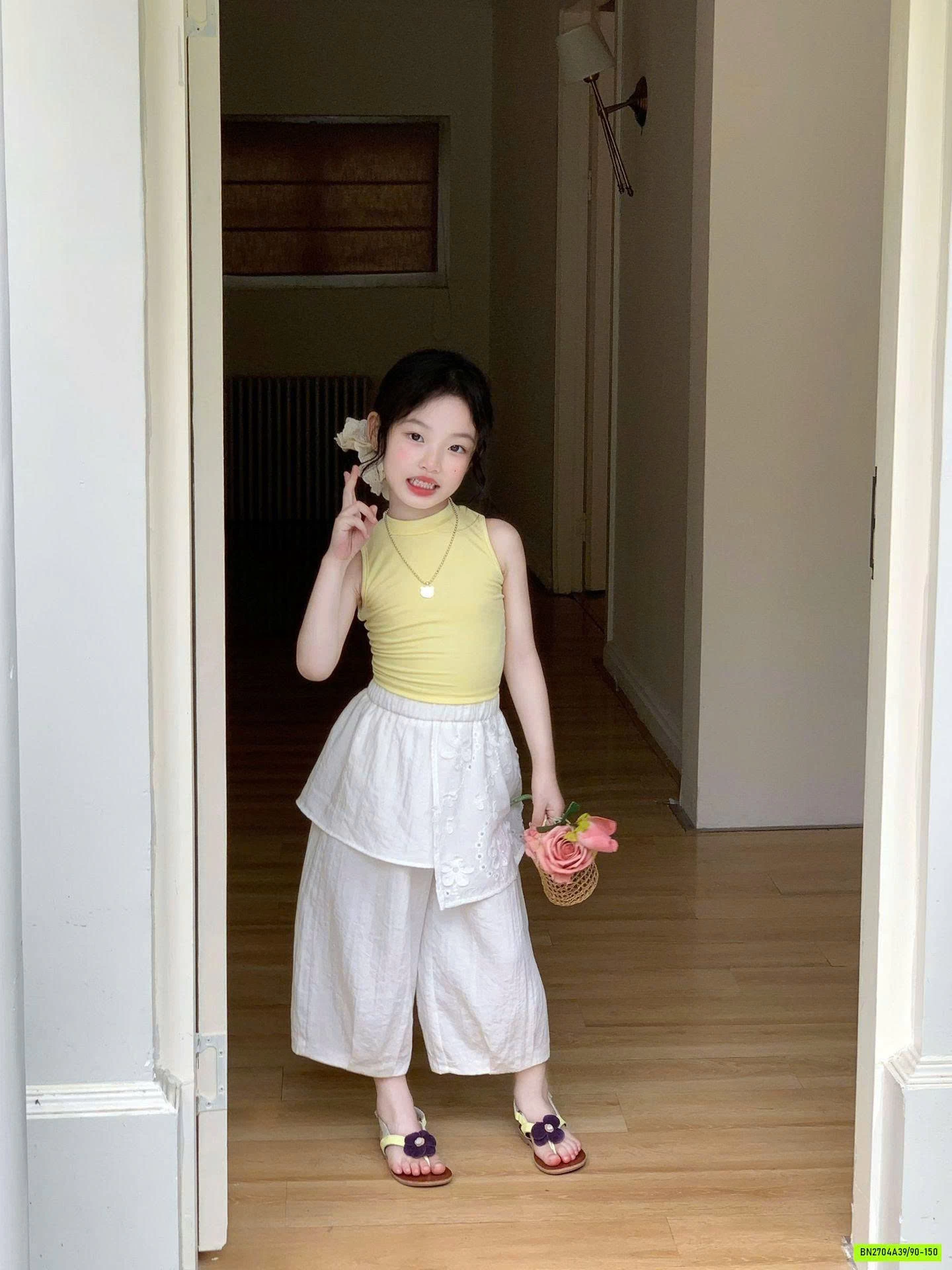 SÉT ÁO VÀNG MIX BAGGY ĐŨI TRẮNG