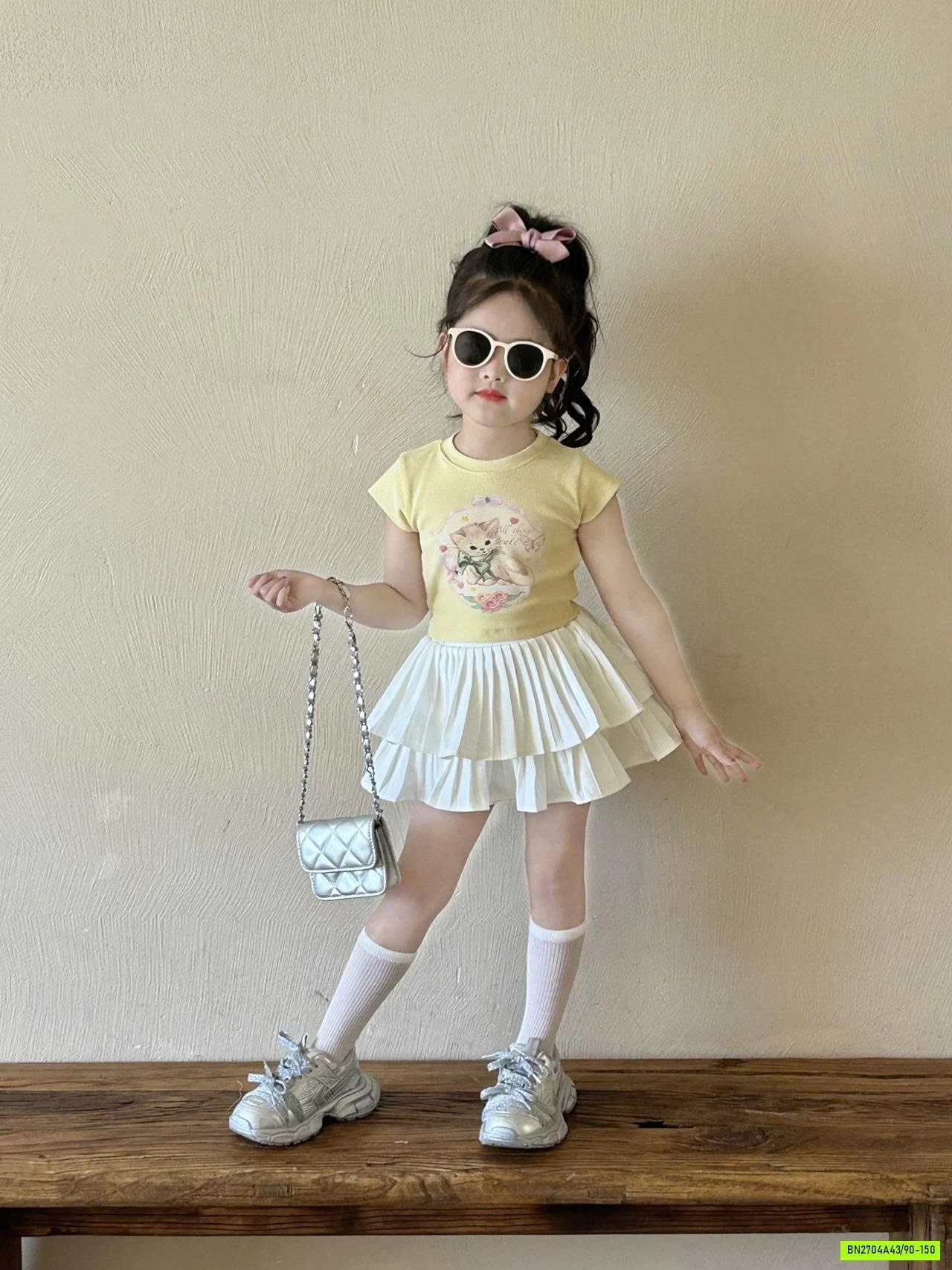 CROPTOP GẤU MIX CV XẾP LY