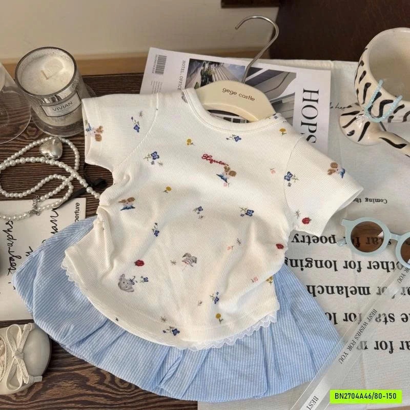 ÁO CÚN RÚT EO MIX QUẦN BÍ XANH