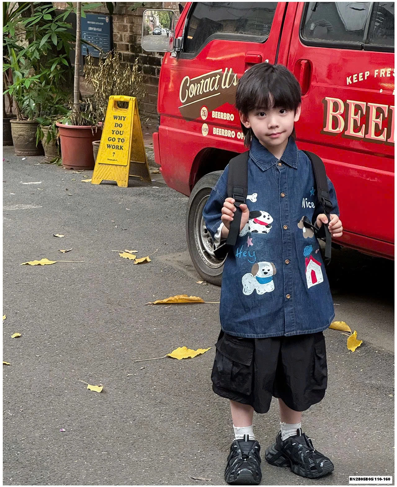 ÁO SƠ MI DENIM IN HÌNH