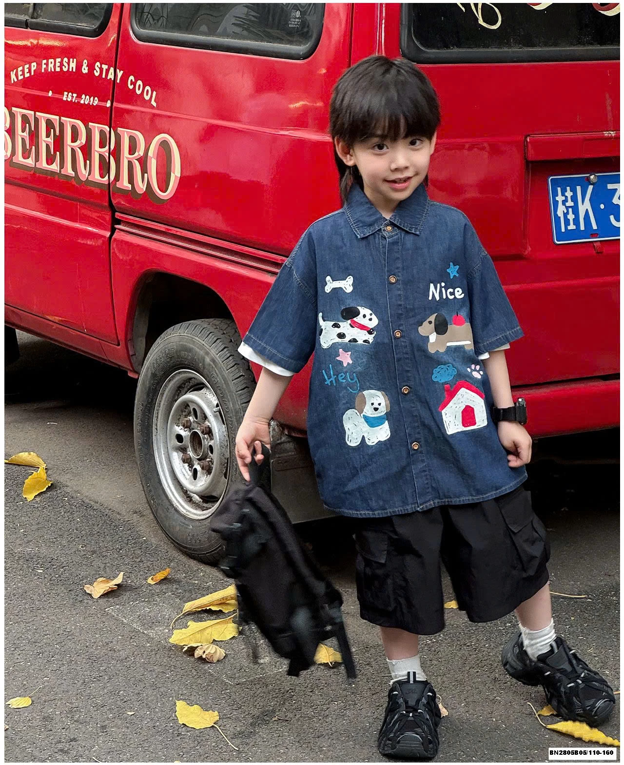 ÁO SƠ MI DENIM IN HÌNH