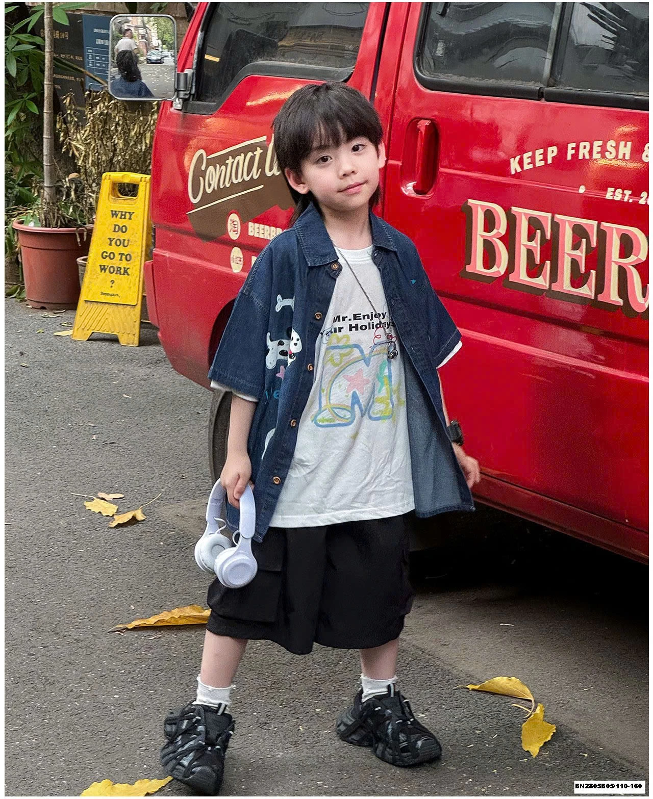 ÁO SƠ MI DENIM IN HÌNH