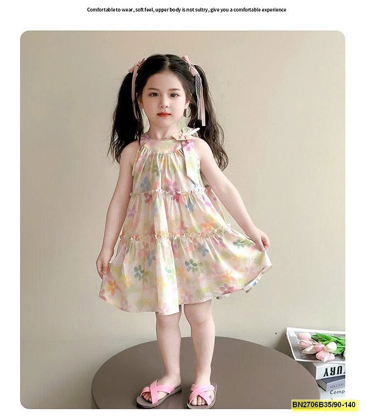 VÁY HOA CỔ YẾM 3 TẤNG