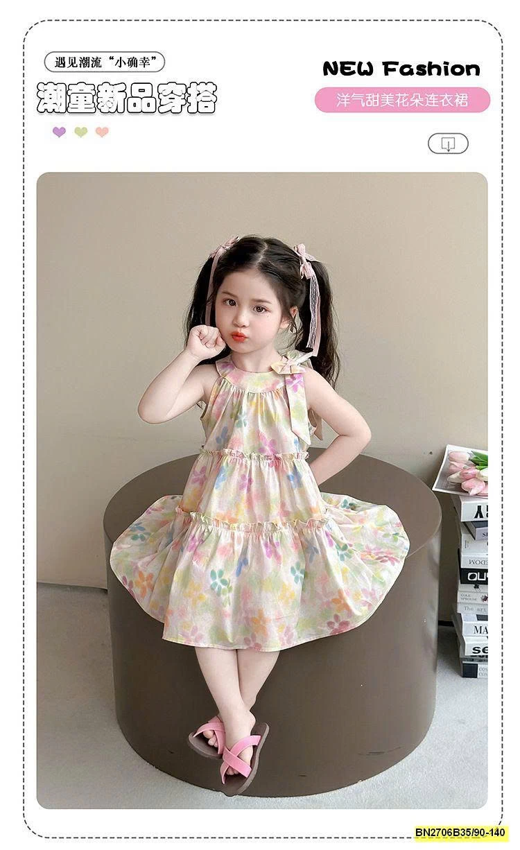 VÁY HOA CỔ YẾM 3 TẤNG