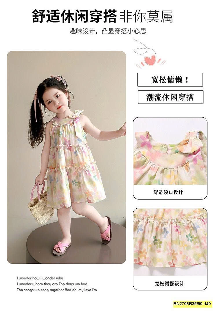 VÁY HOA CỔ YẾM 3 TẤNG