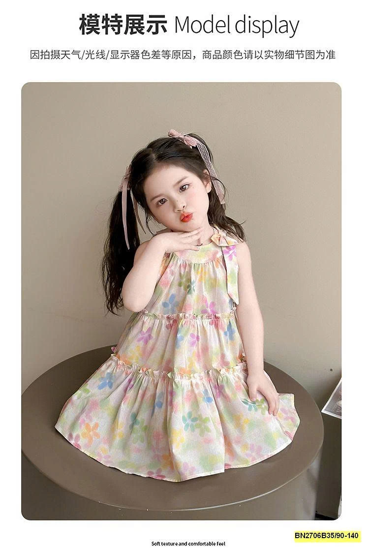 VÁY HOA CỔ YẾM 3 TẤNG