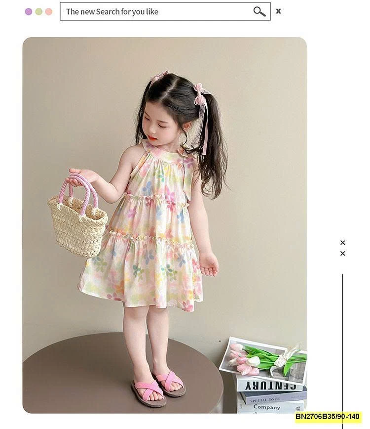 VÁY HOA CỔ YẾM 3 TẤNG