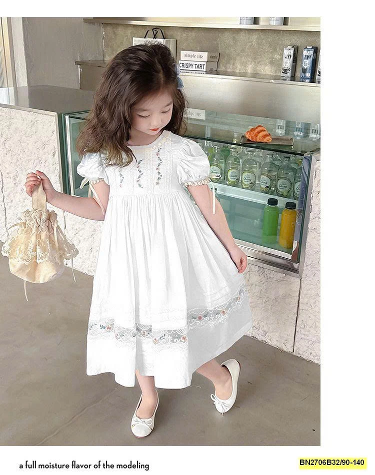 ĐẦM CÔNG CHÚA PHỐI REN THÊU HOA