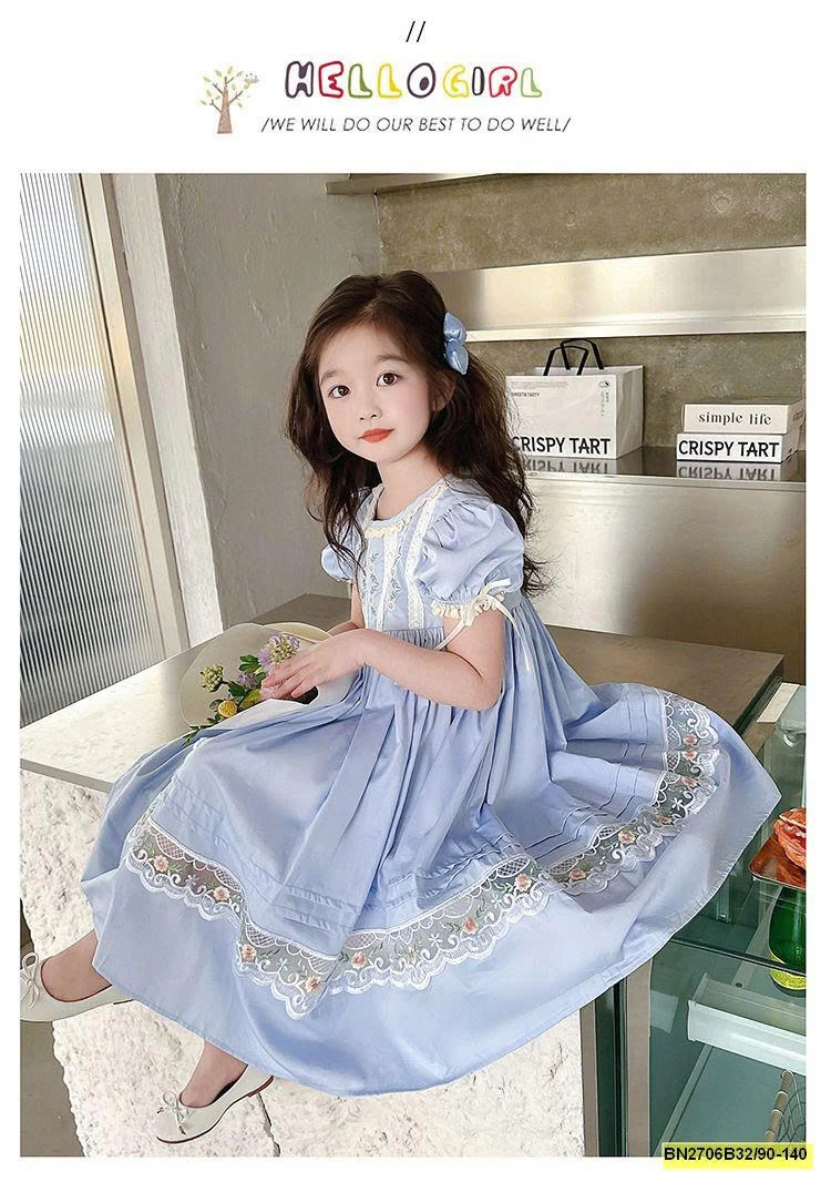 ĐẦM CÔNG CHÚA PHỐI REN THÊU HOA