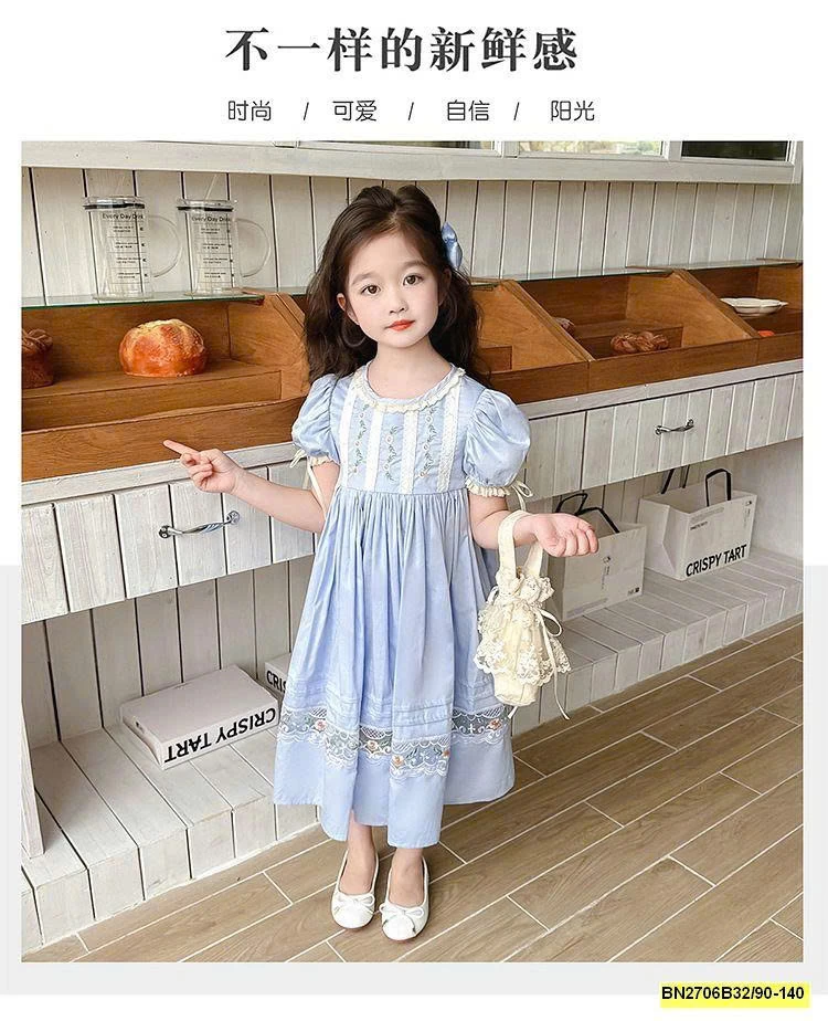 ĐẦM CÔNG CHÚA PHỐI REN THÊU HOA