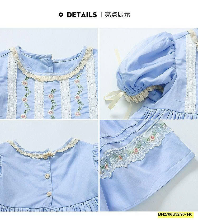 ĐẦM CÔNG CHÚA PHỐI REN THÊU HOA