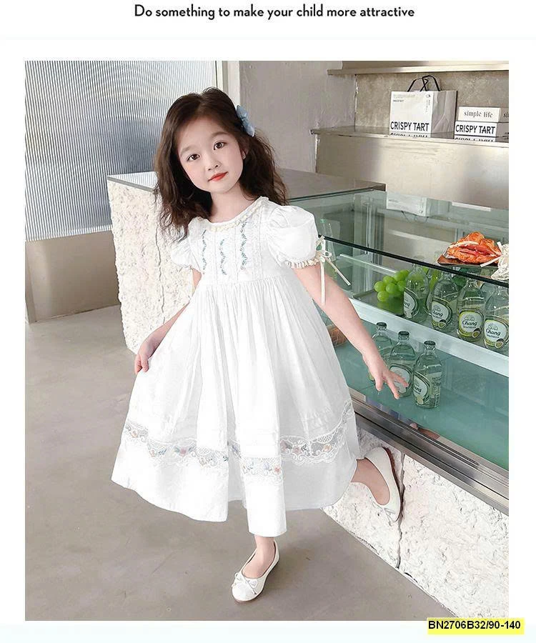 ĐẦM CÔNG CHÚA PHỐI REN THÊU HOA