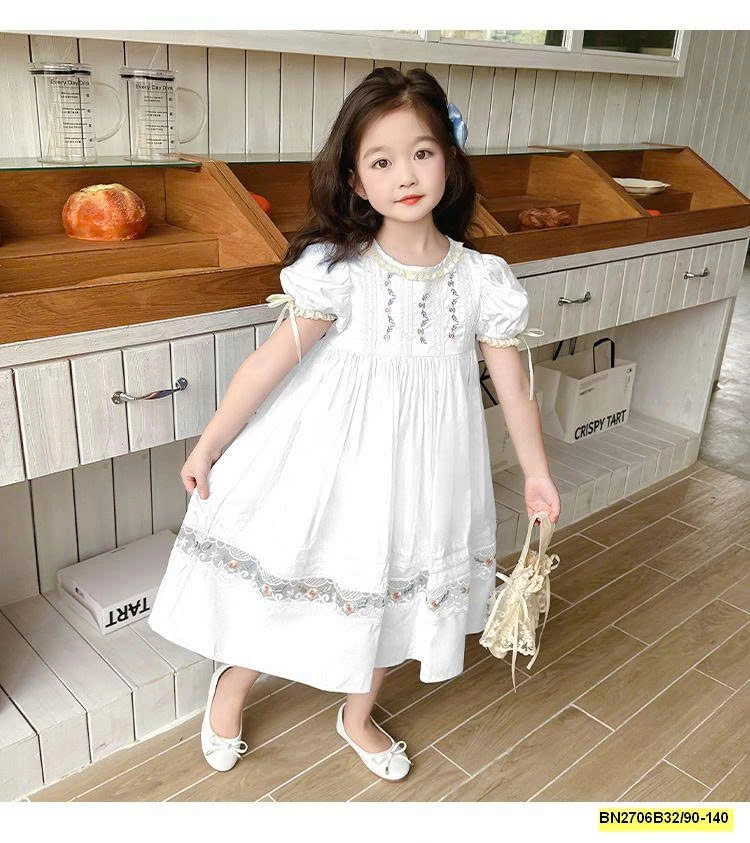 ĐẦM CÔNG CHÚA PHỐI REN THÊU HOA