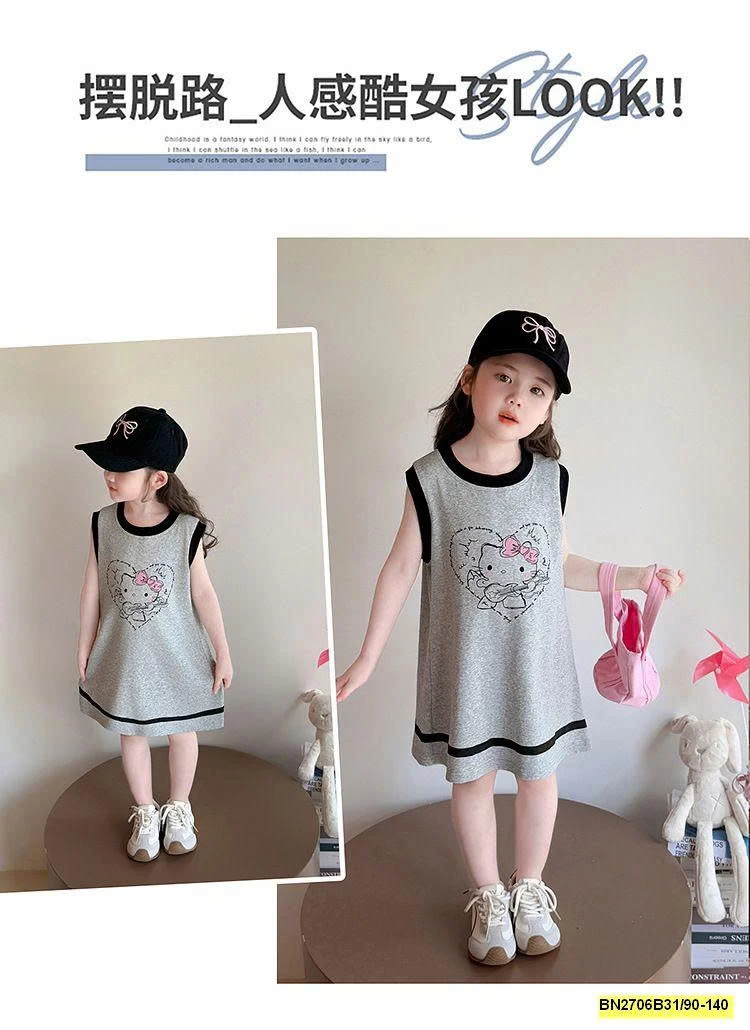 ĐẦM COTTON KITTY XÁM