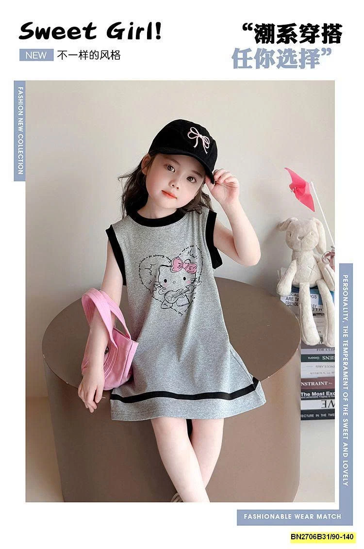 ĐẦM COTTON KITTY XÁM