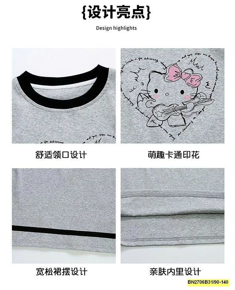 ĐẦM COTTON KITTY XÁM