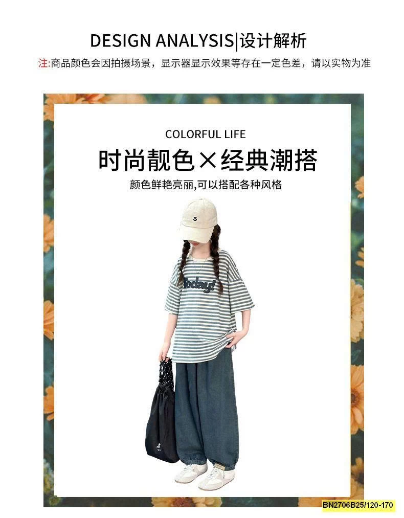 ÁO THUN KẺ MIX QUẦN DENIM BO GẤU