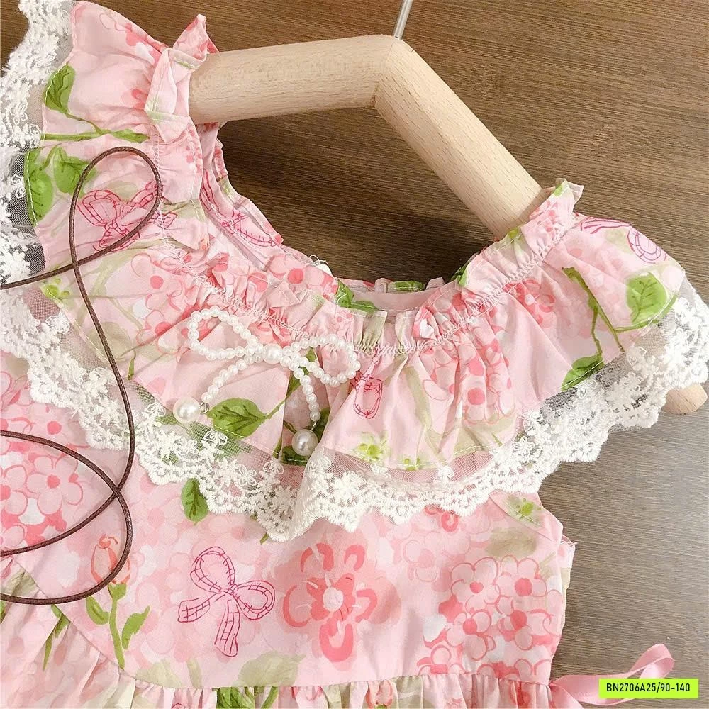 VÁY HOA CỔ BÈO PHỐI REN