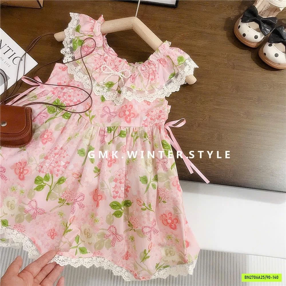 VÁY HOA CỔ BÈO PHỐI REN