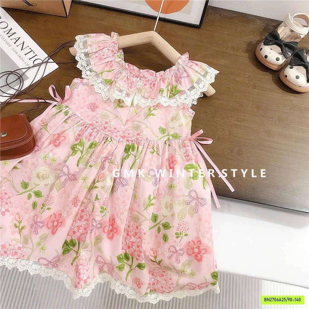 VÁY HOA CỔ BÈO PHỐI REN